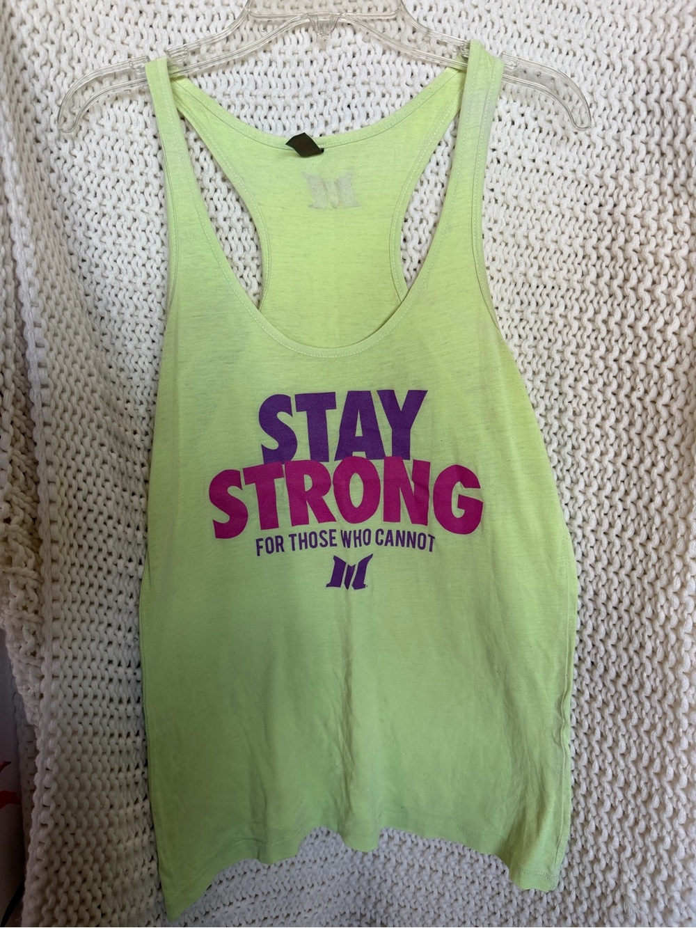 American Eagle Outfitters Neon Lime Racerback Tank with Magenta Graphic